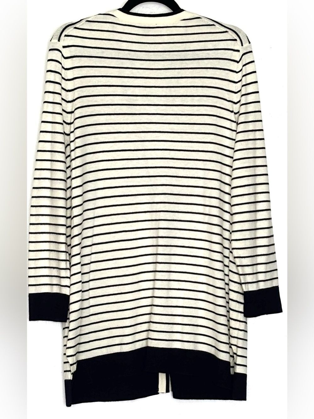 Talbots Supersoft Tipped Cardigan Ivory & Navy Size XLP - Picture 3 of 5
